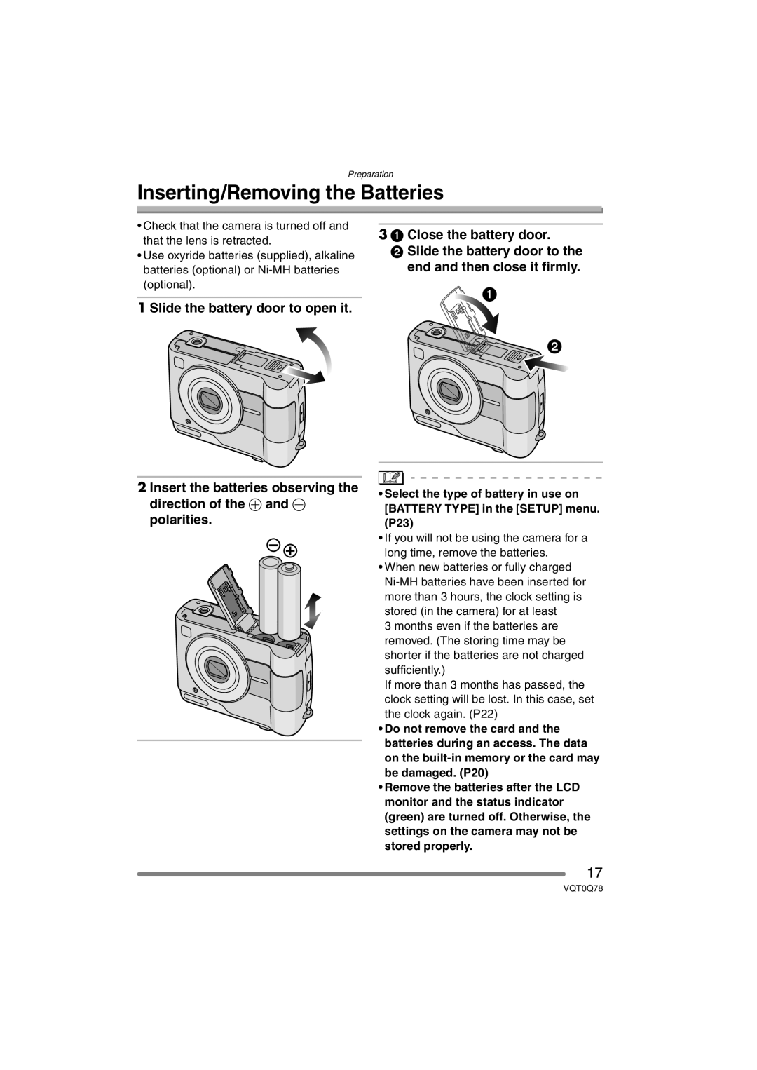 Panasonic DMC-LS1GN operating instructions Inserting/Removing the Batteries 