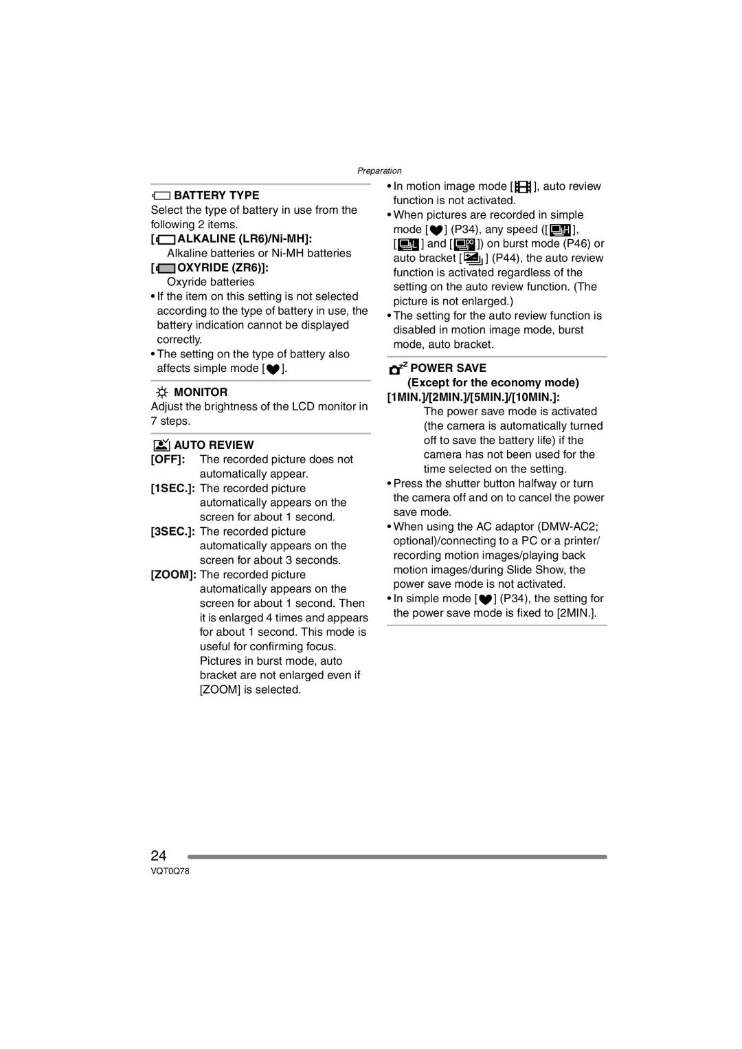 Panasonic DMC-LS1GN operating instructions Battery Type, Alkaline LR6/Ni-MH 