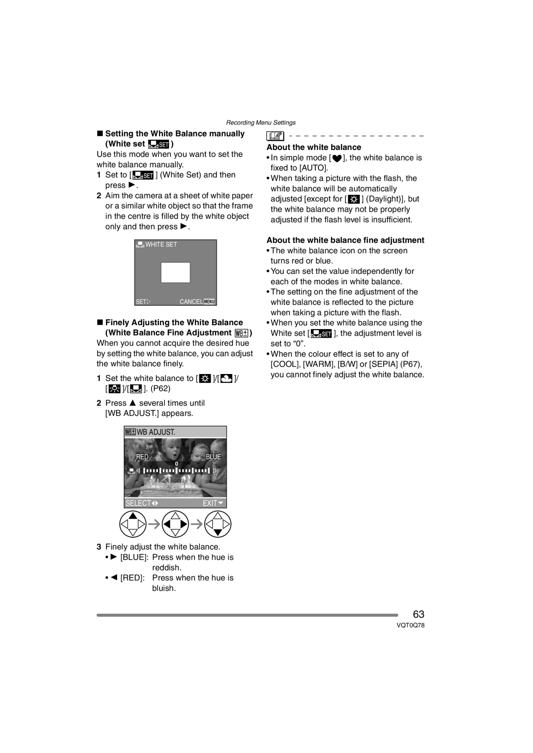 Panasonic DMC-LS1GN operating instructions Setting the White Balance manually White set, About the white balance 