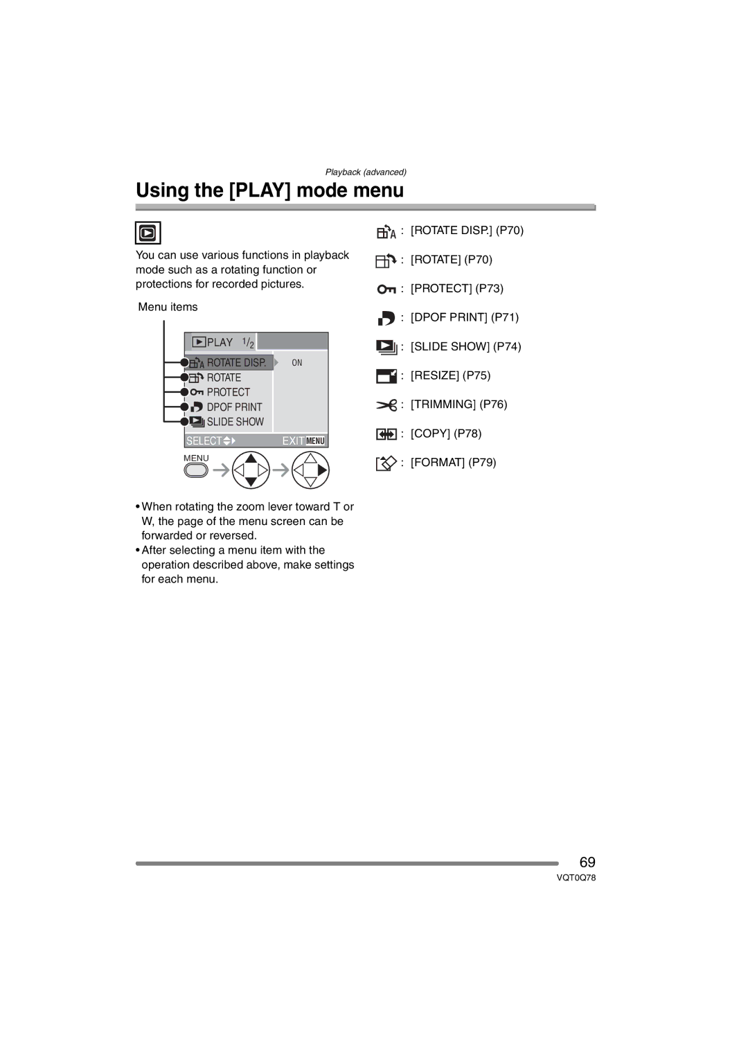 Panasonic DMC-LS1GN operating instructions Using the Play mode menu 