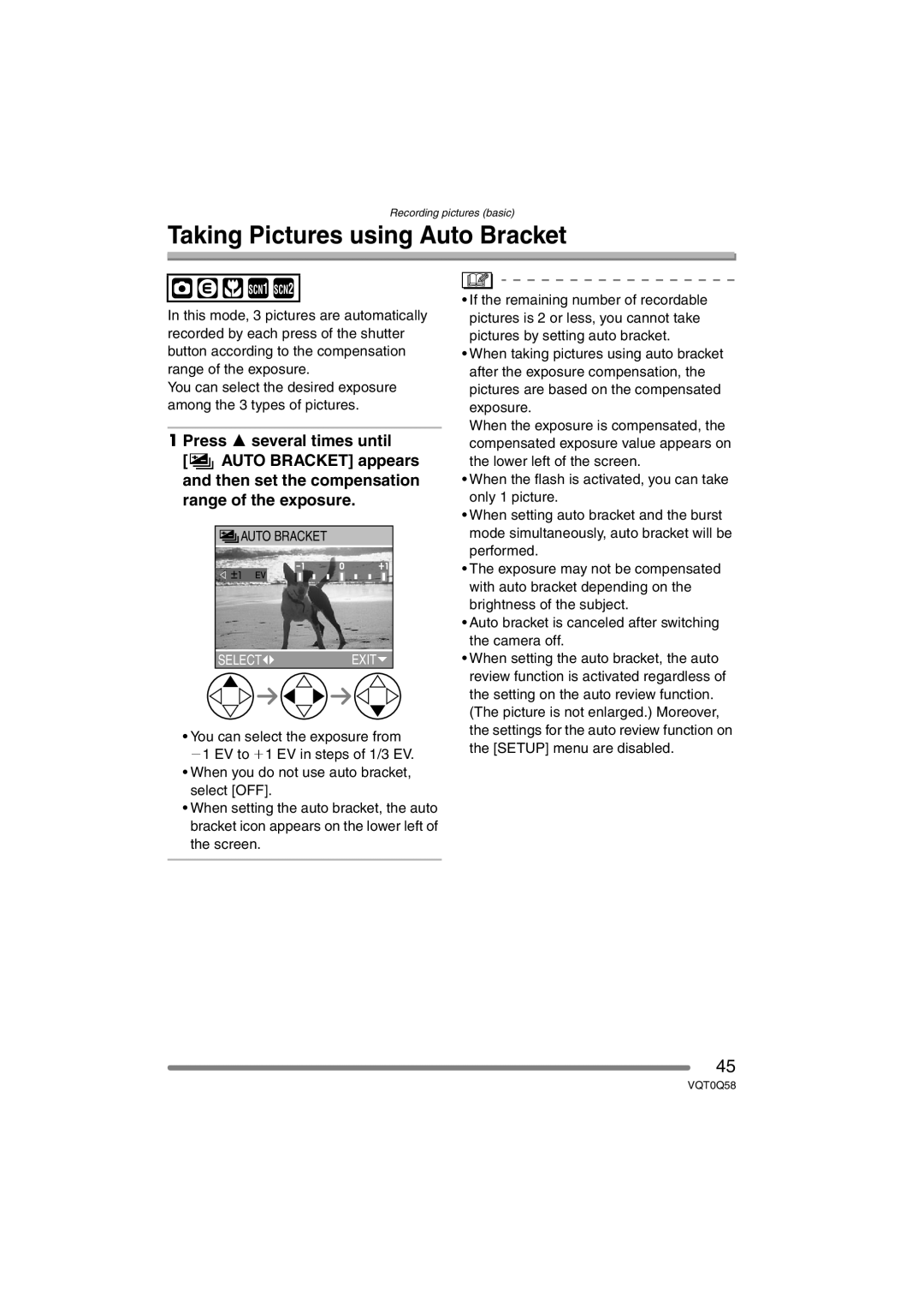 Panasonic DMC-LS1PP operating instructions Taking Pictures using Auto Bracket 