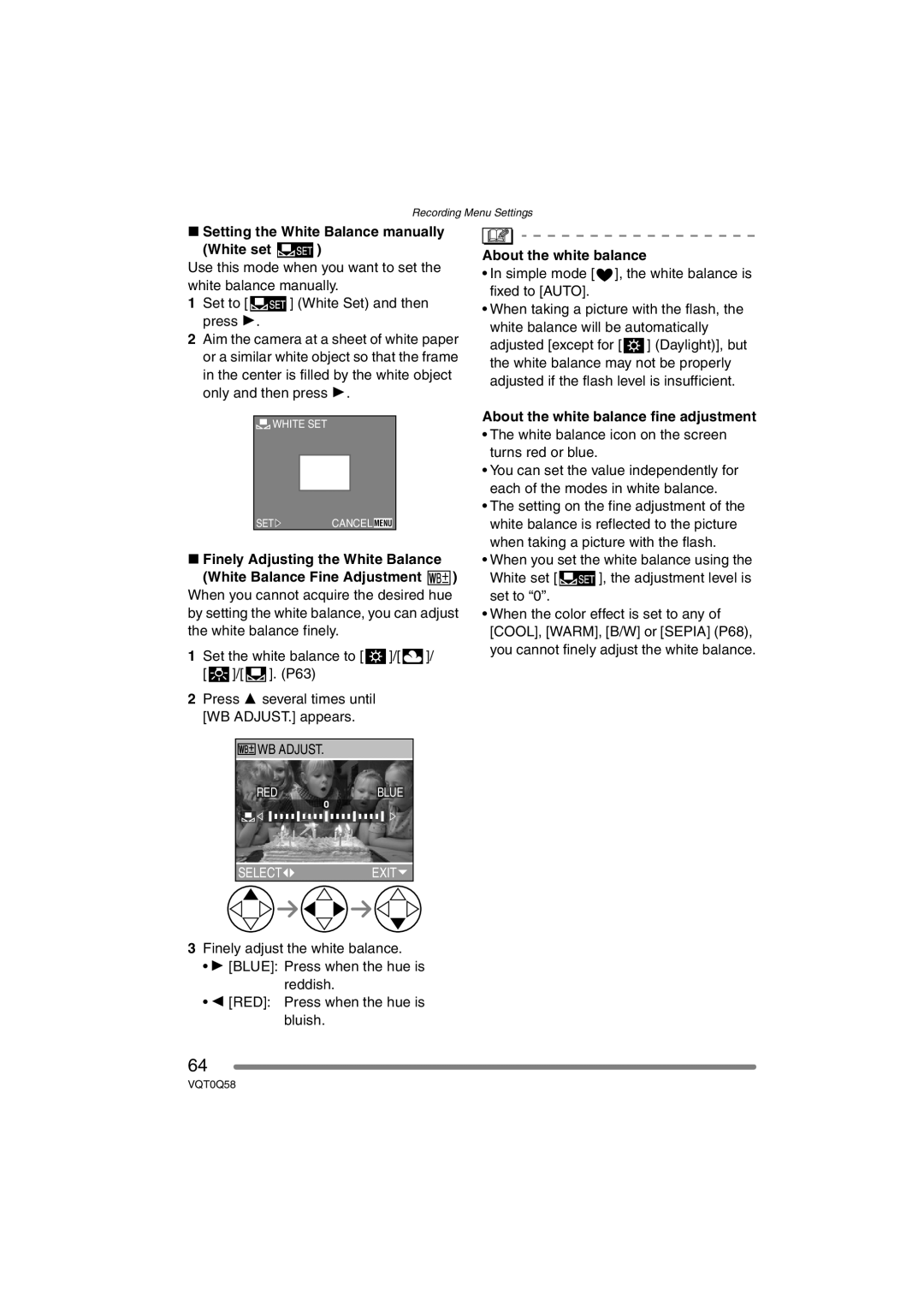 Panasonic DMC-LS1PP operating instructions Setting the White Balance manually White set, About the white balance 