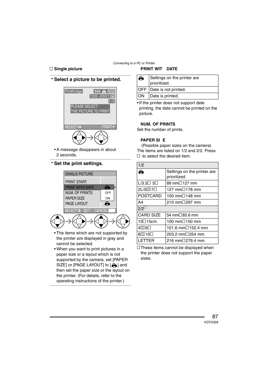 Panasonic DMC-LS1PP operating instructions Select a picture to be printed, Set the print settings, Single picture 