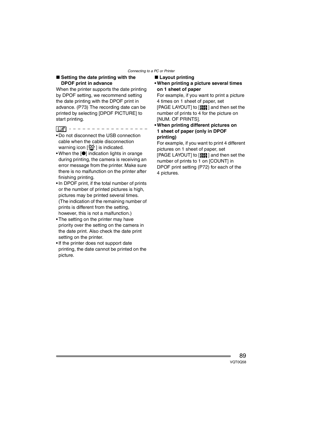 Panasonic DMC-LS1PP operating instructions Setting the date printing with the Dpof print in advance 