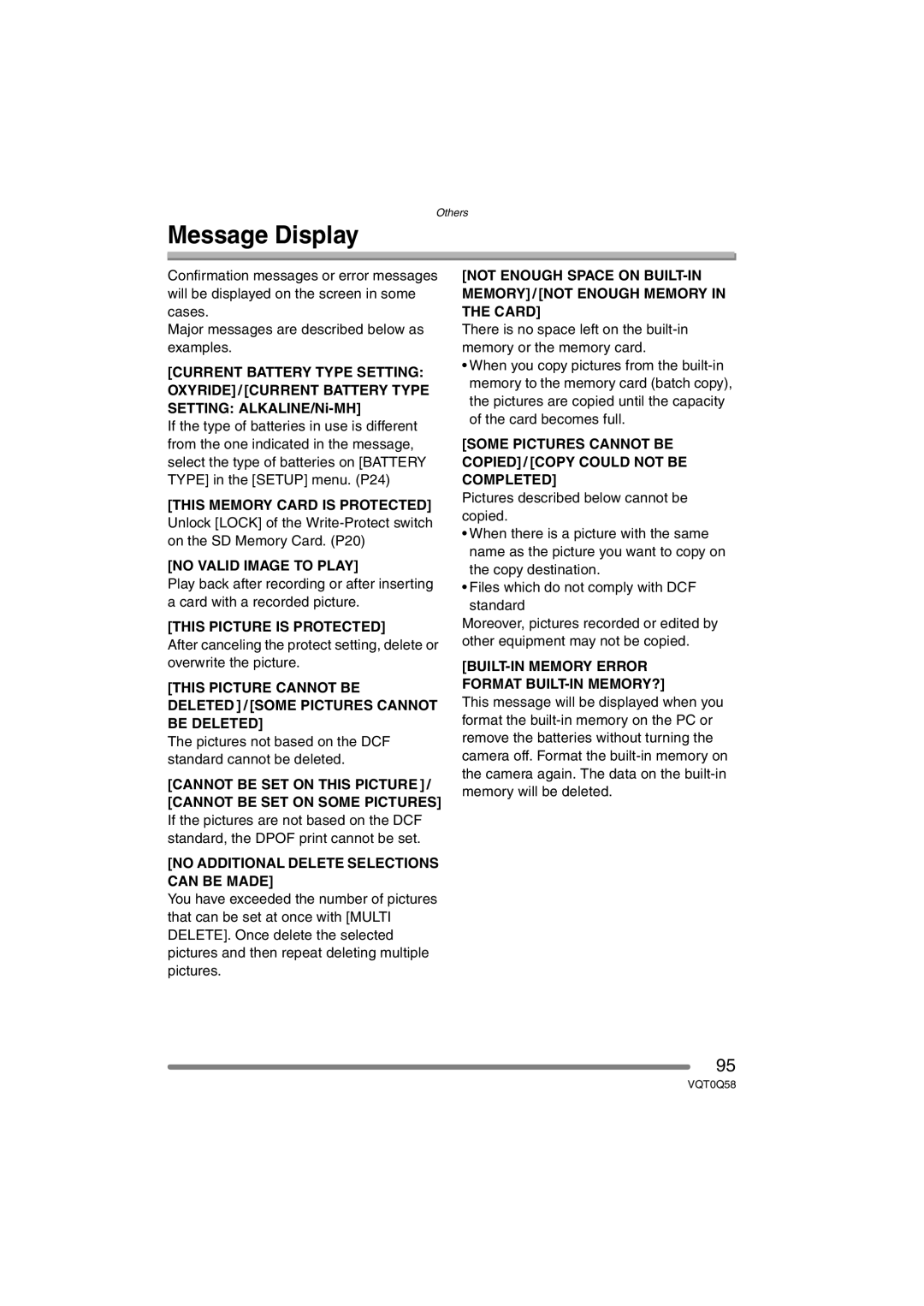 Panasonic DMC-LS1PP operating instructions Message Display, No Additional Delete Selections can be Made 