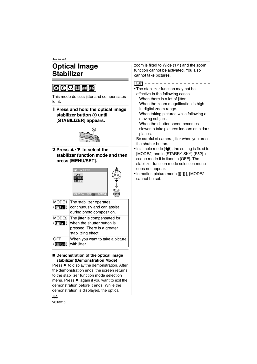 Panasonic DMC-LS2 operating instructions Optical Image Stabilizer, Demonstration of the optical image 