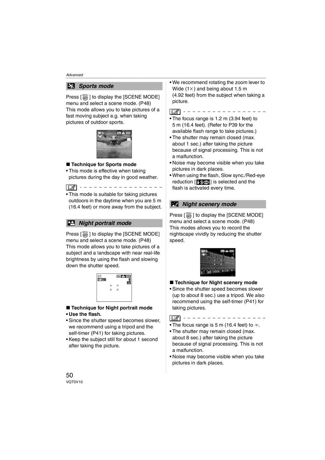 Panasonic DMC-LS2 operating instructions Technique for Sports mode, Technique for Night portrait mode Use the flash 