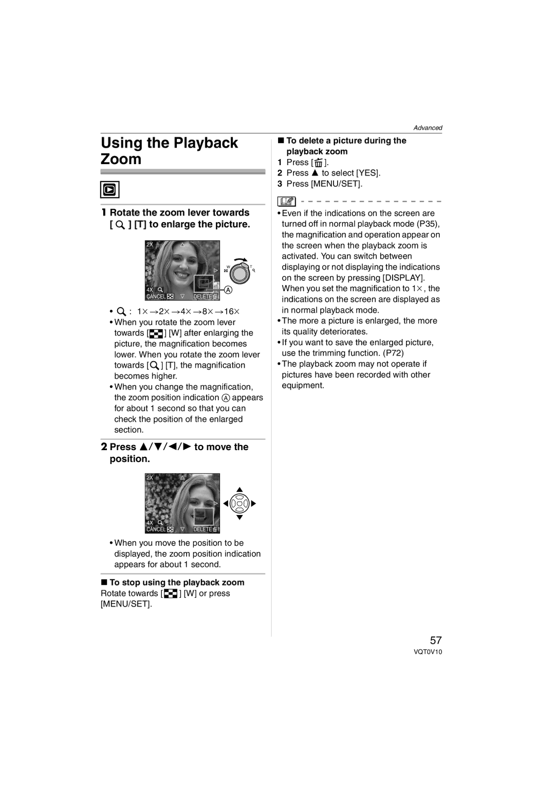 Panasonic DMC-LS2 Using the Playback Zoom, 1k2k4k8k16k When you rotate the zoom lever, To stop using the playback zoom 