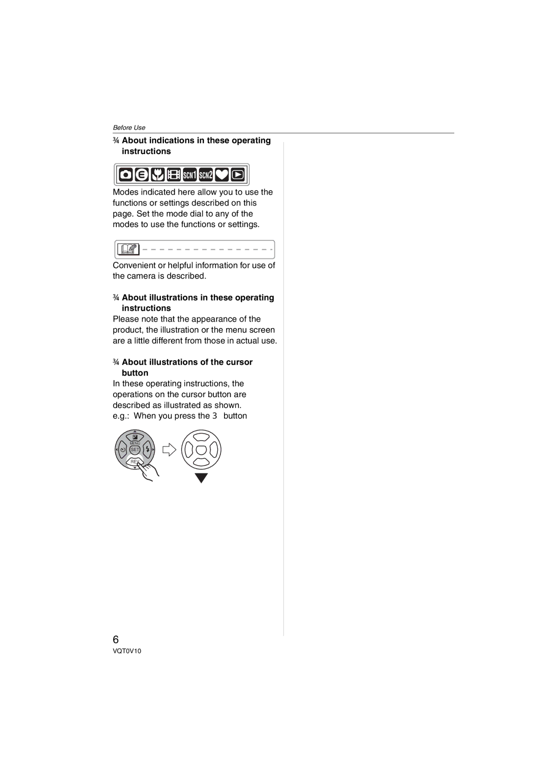 Panasonic DMC-LS2 About indications in these operating instructions, About illustrations in these operating instructions 