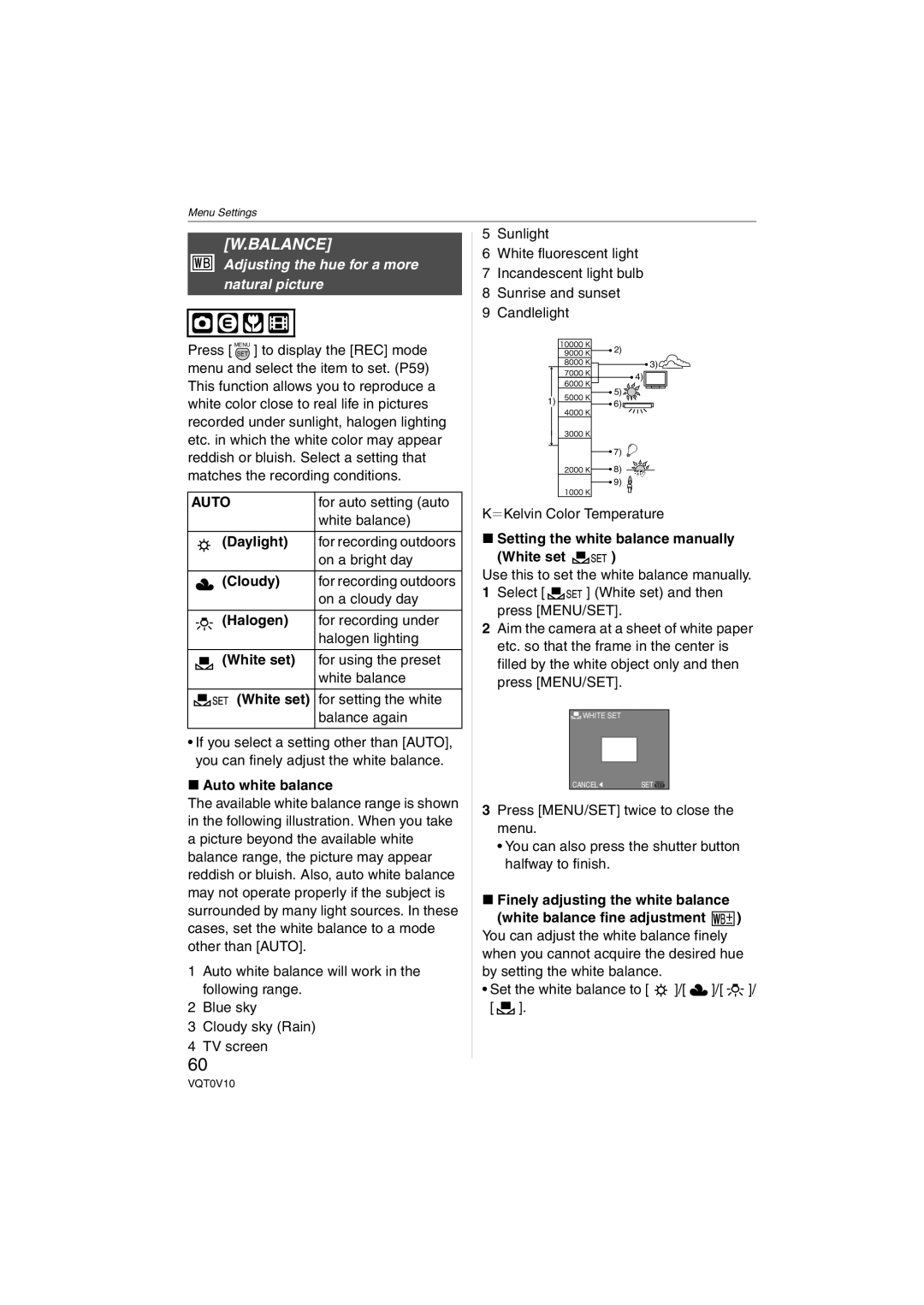 Panasonic DMC-LS2 operating instructions Balance, Adjusting the hue for a more natural picture 