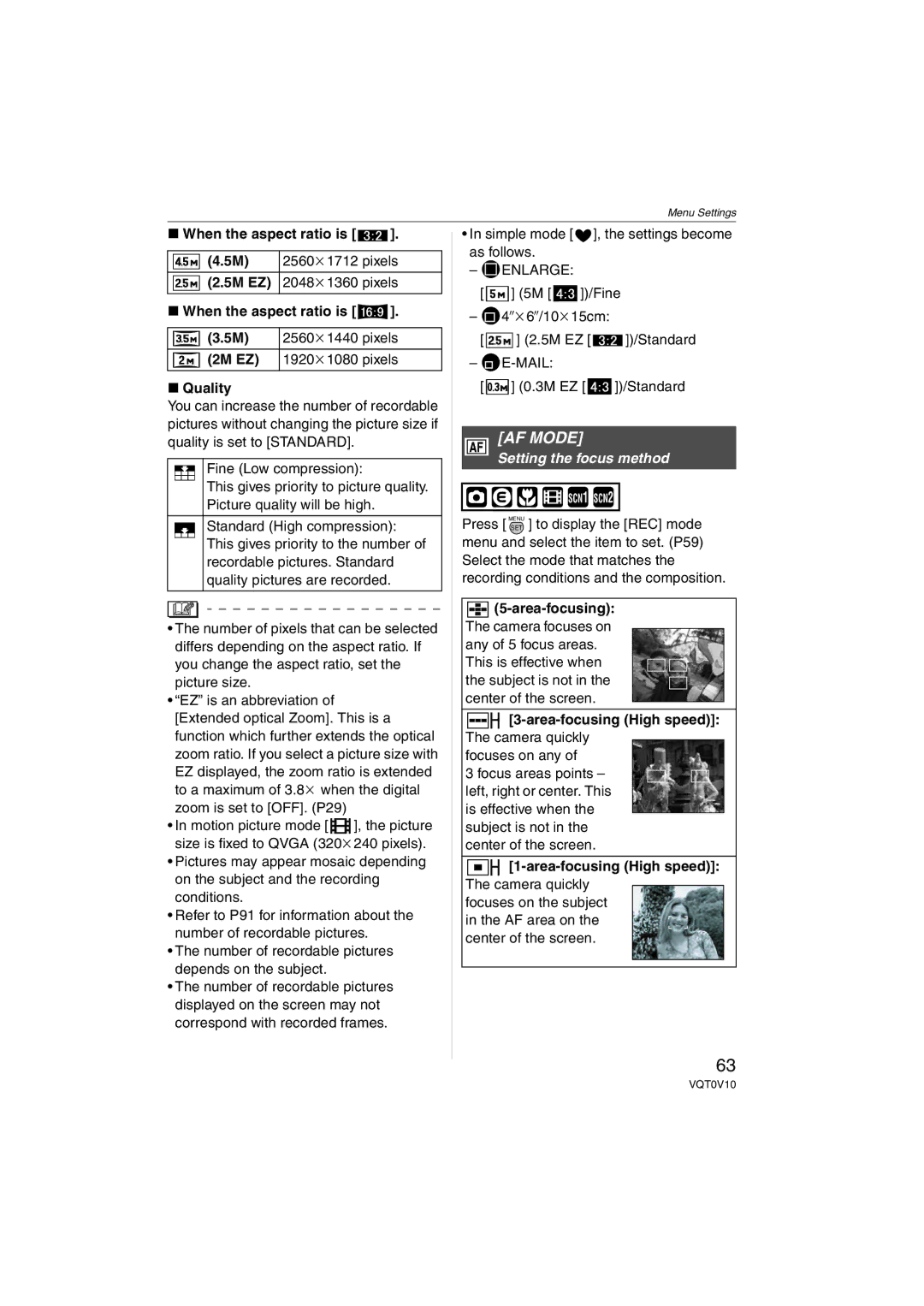 Panasonic DMC-LS2 operating instructions AF Mode, Setting the focus method 