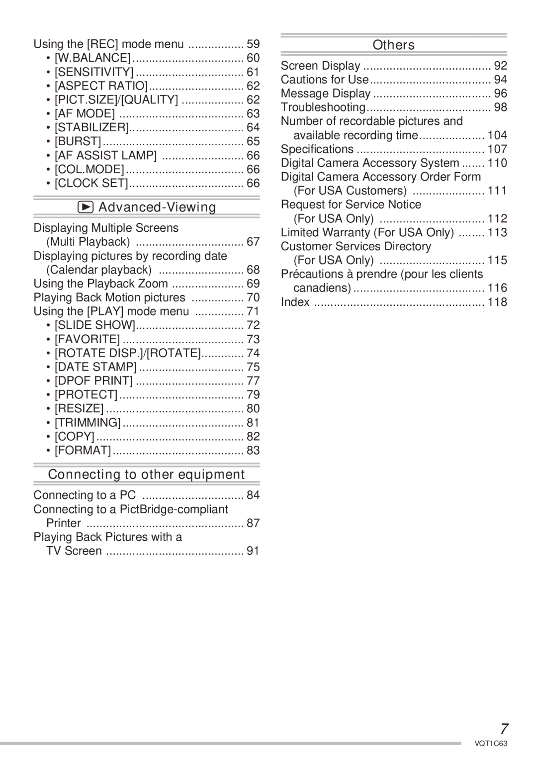 Panasonic DMC-LS60, DMC-LS75, DMC-LS70 QAdvanced-Viewing, Connecting to other equipment, Others, Format 