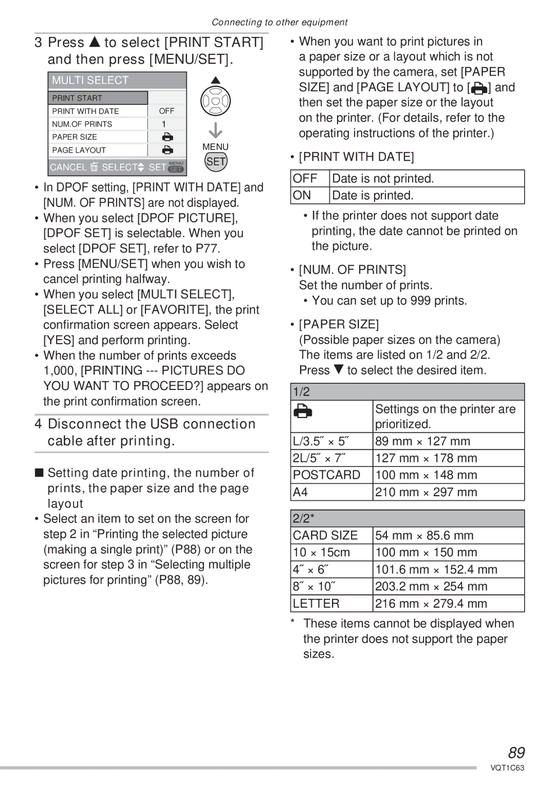 Panasonic DMC-LS70, DMC-LS75, DMC-LS60 operating instructions Print with Date, NUM. of Prints, Paper Size 