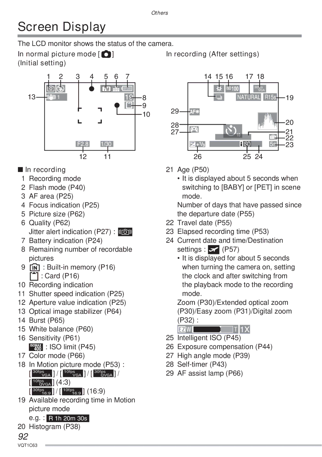 Panasonic DMC-LS70, DMC-LS75, DMC-LS60 operating instructions Screen Display, Normal picture mode, Recording 