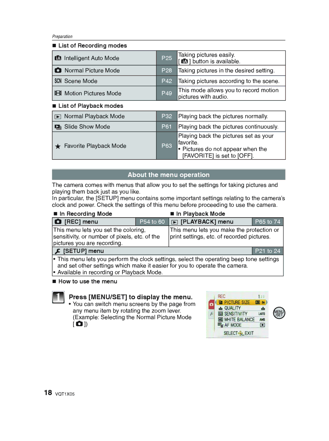 Panasonic DMC-LS85 operating instructions About the menu operation, Press MENU/SET to display the menu 