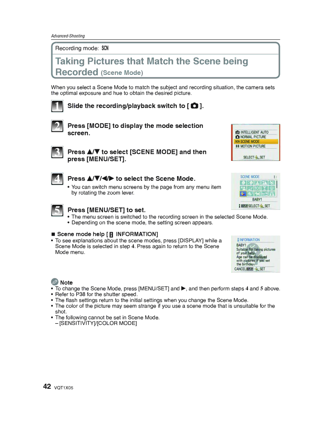 Panasonic DMC-LS85 operating instructions Taking Pictures that Match the Scene being Recorded 