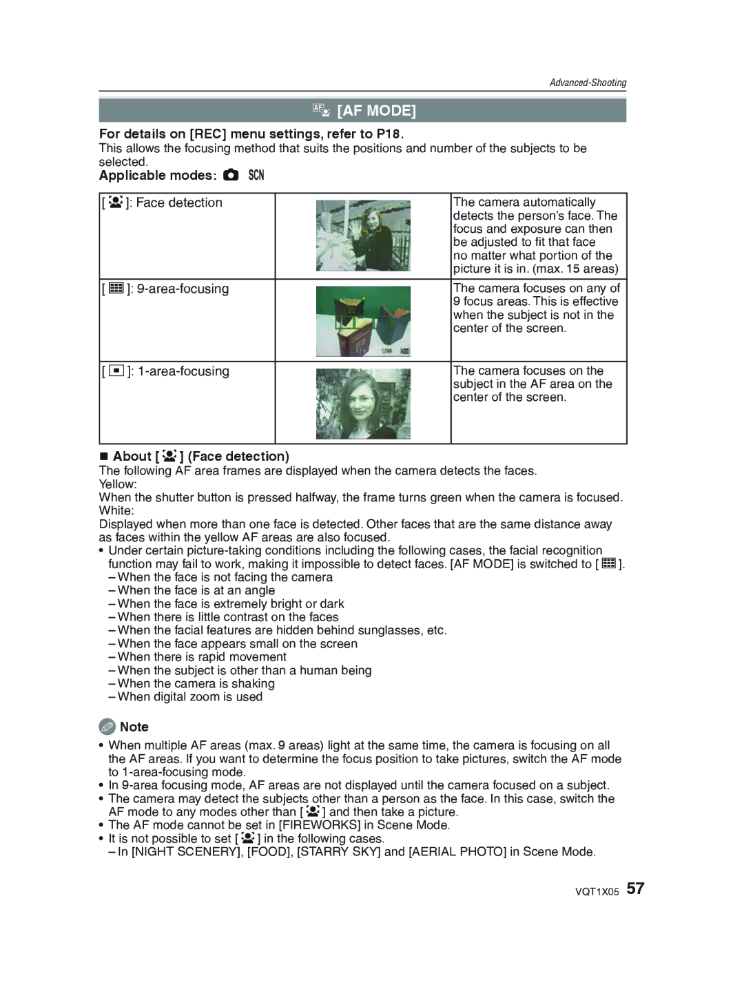 Panasonic DMC-LS85 operating instructions $AF Mode, „ About 3 Face detection 