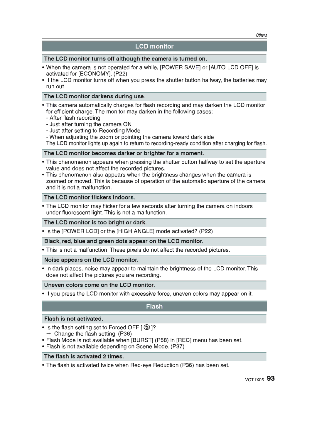 Panasonic DMC-LS85 operating instructions LCD monitor, Flash 