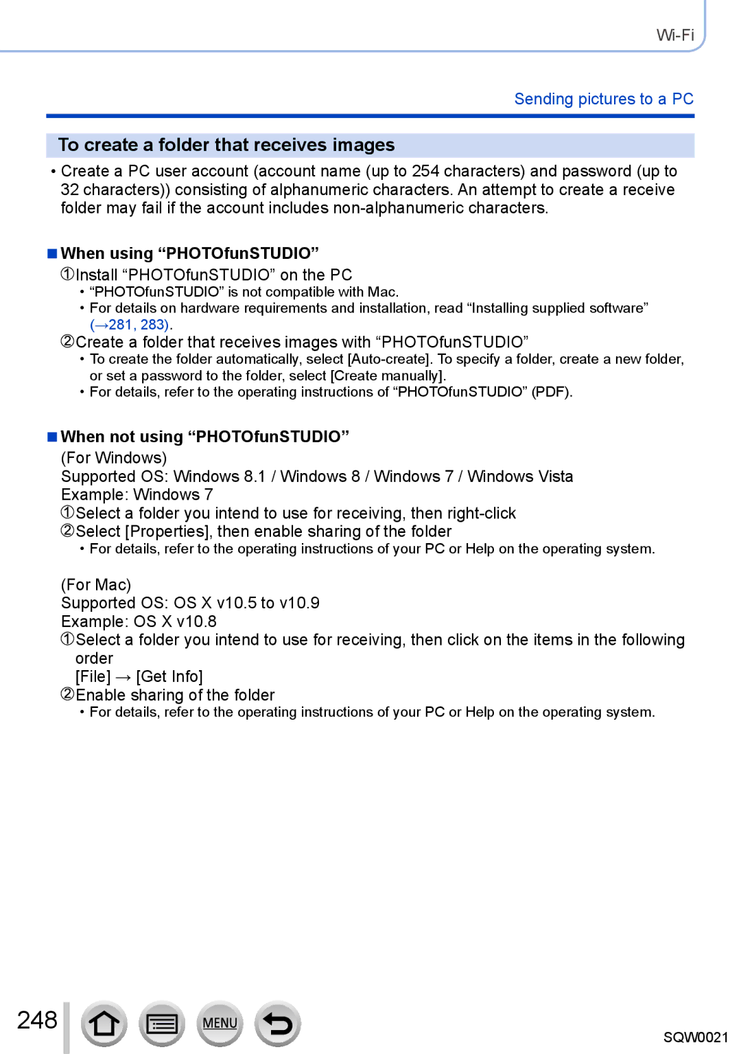 Panasonic DMC-LX100 248, To create a folder that receives images, When using PHOTOfunSTUDIO, When not using PHOTOfunSTUDIO 