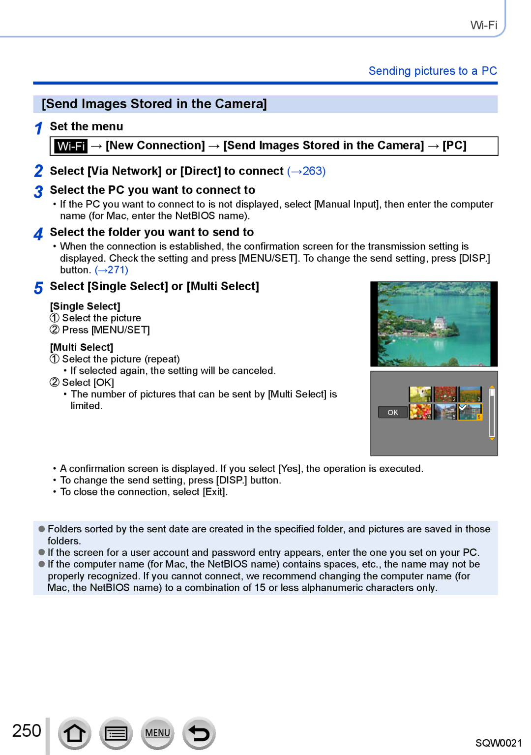 Panasonic DMC-LX100 owner manual 250, Send Images Stored in the Camera 