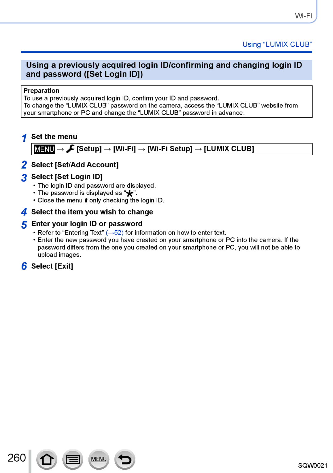 Panasonic DMC-LX100 owner manual 260, Select Exit 