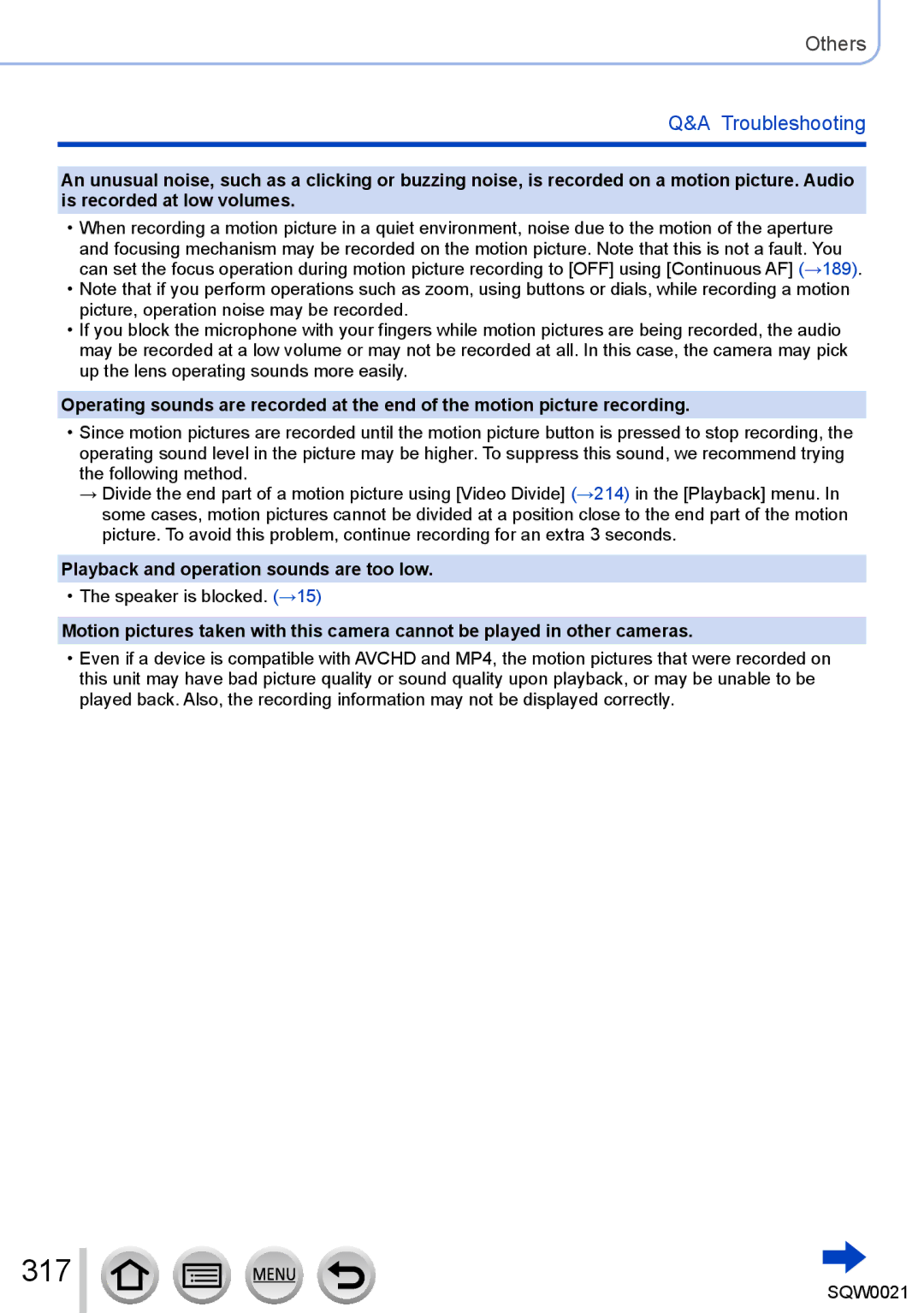 Panasonic DMC-LX100 owner manual 317, Playback and operation sounds are too low 