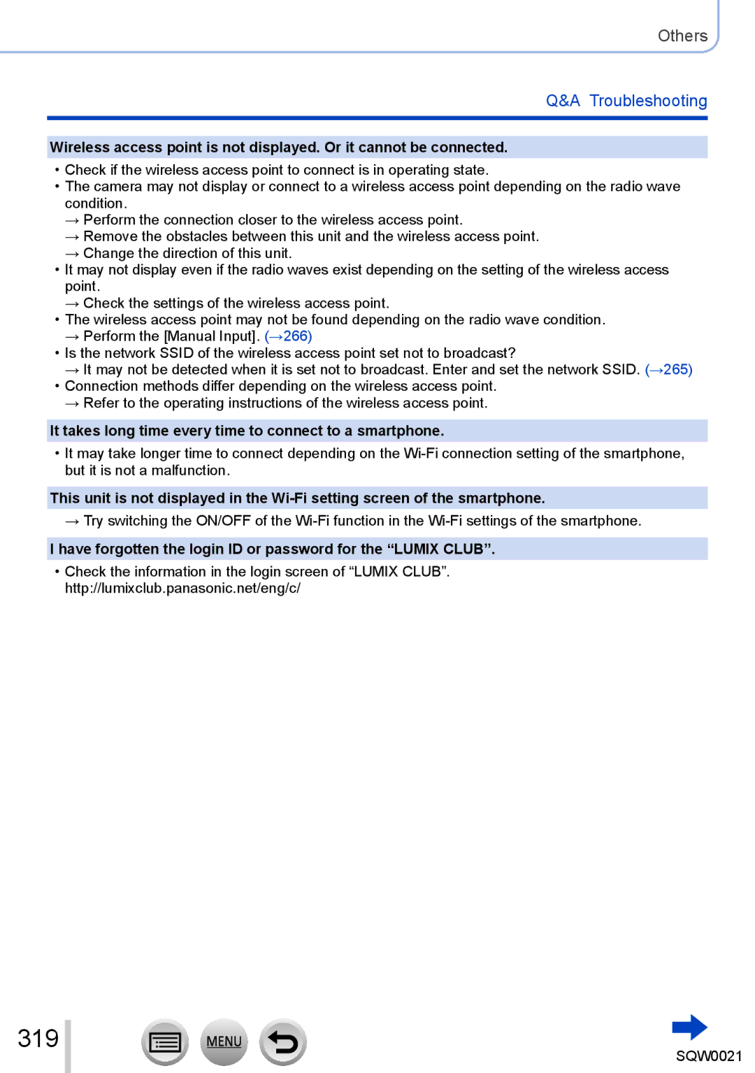 Panasonic DMC-LX100 owner manual 319, It takes long time every time to connect to a smartphone 