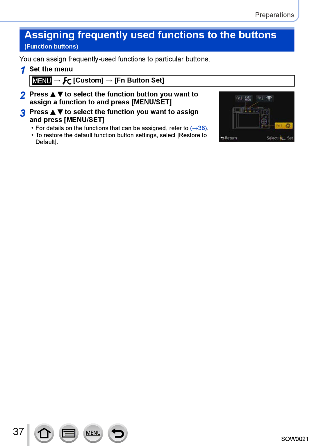 Panasonic DMC-LX100 owner manual Assigning frequently used functions to the buttons 