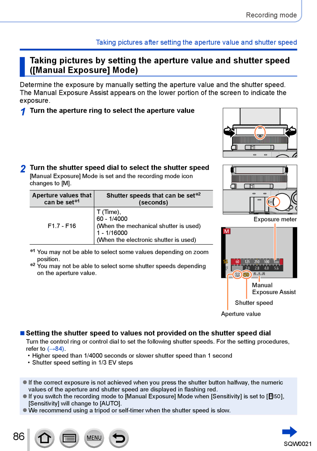 Panasonic DMC-LX100 owner manual Aperture values that Shutter speeds that can be set∗2, Seconds 