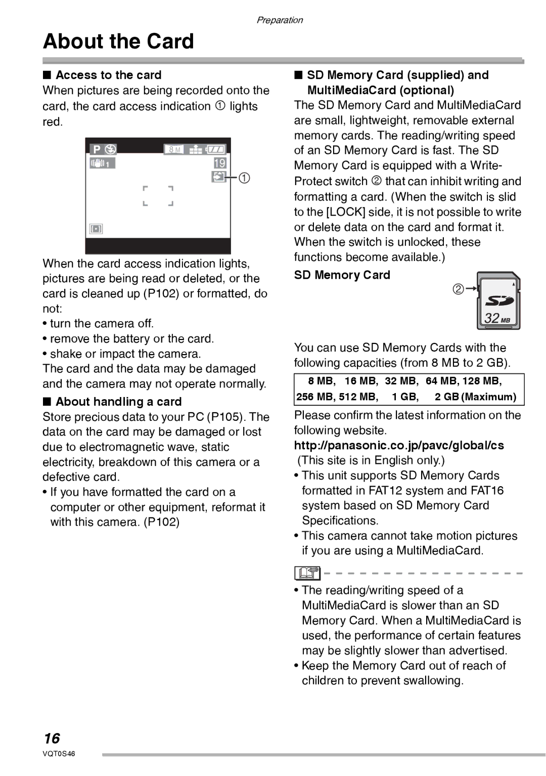 Panasonic DMC-LX1GN operating instructions About the Card, Access to the card, About handling a card, SD Memory Card 