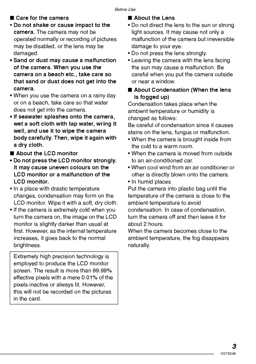 Panasonic DMC-LX1GN operating instructions About the Lens, About Condensation When the lens Is fogged up 