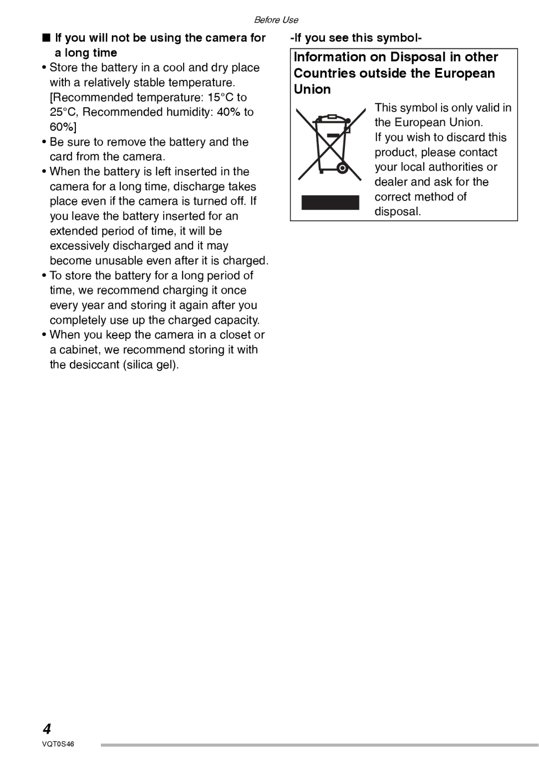 Panasonic DMC-LX1GN operating instructions If you will not be using the camera for Long time, If you see this symbol 