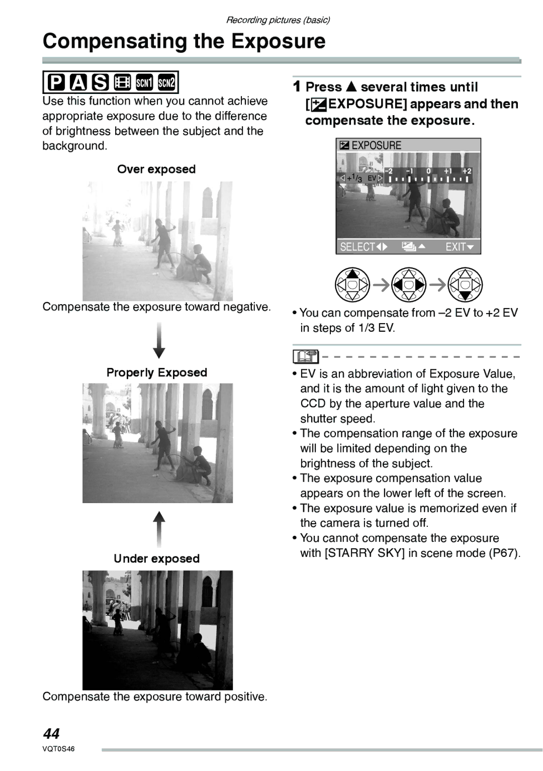 Panasonic DMC-LX1GN operating instructions Compensating the Exposure, Over exposed, Properly Exposed Under exposed 