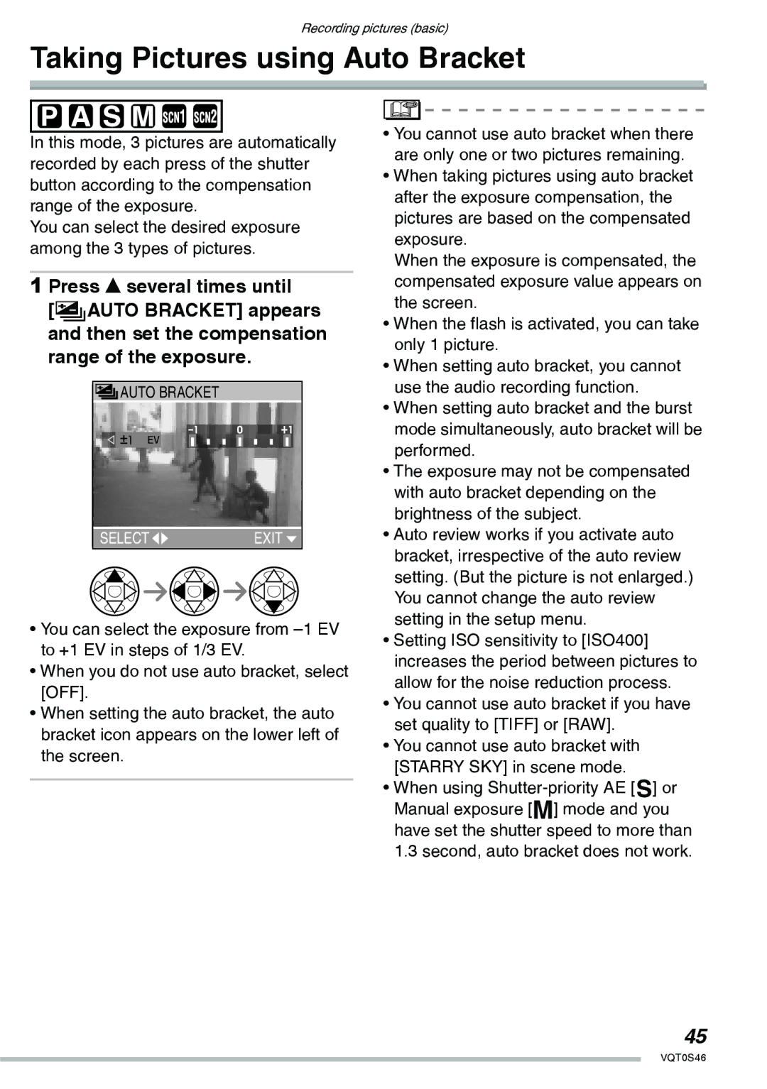 Panasonic DMC-LX1GN operating instructions Taking Pictures using Auto Bracket 