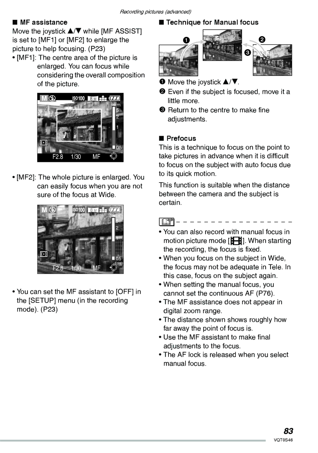 Panasonic DMC-LX1GN operating instructions MF assistance, Technique for Manual focus, Prefocus 