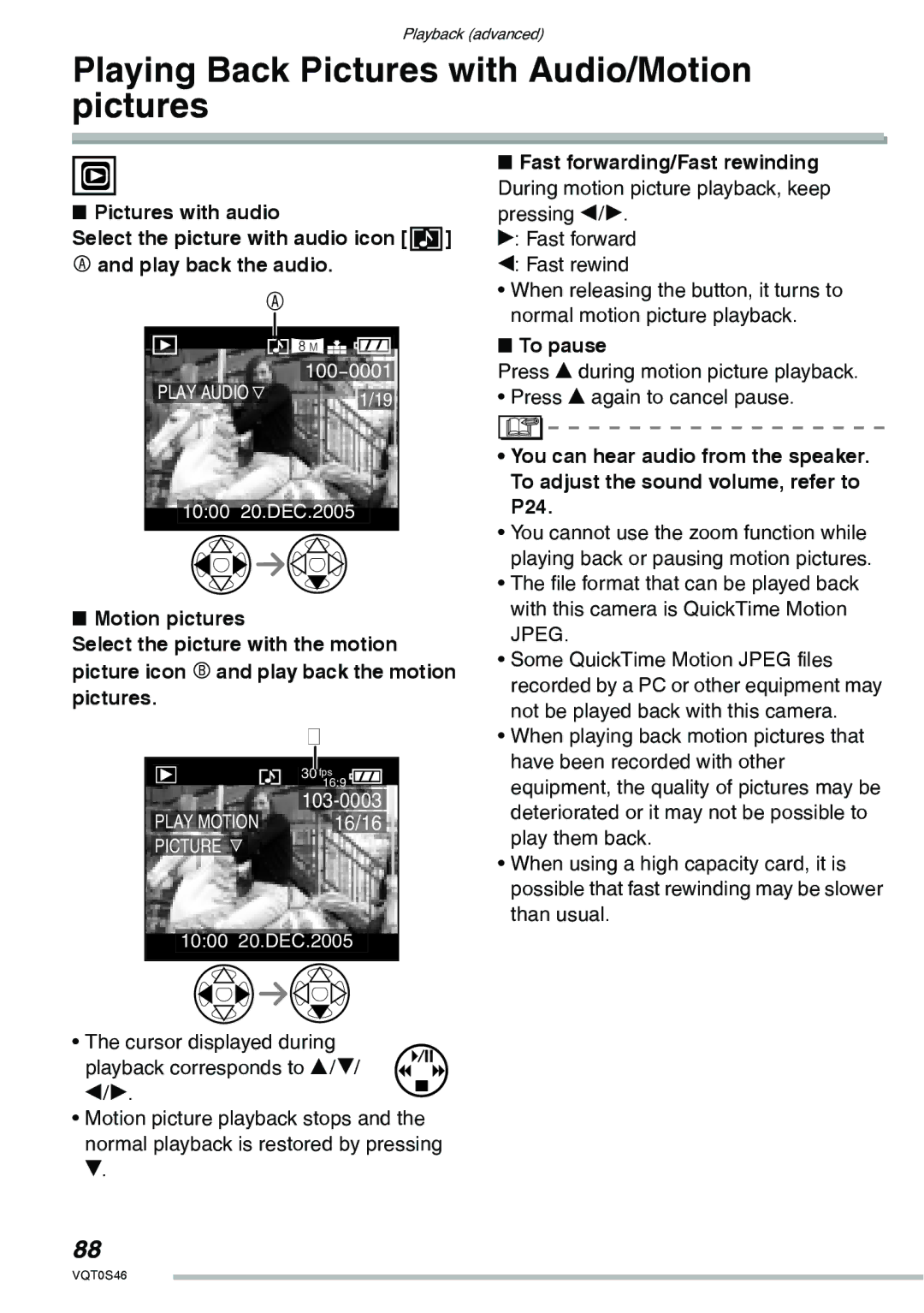 Panasonic DMC-LX1GN operating instructions Playing Back Pictures with Audio/Motion pictures, To pause 