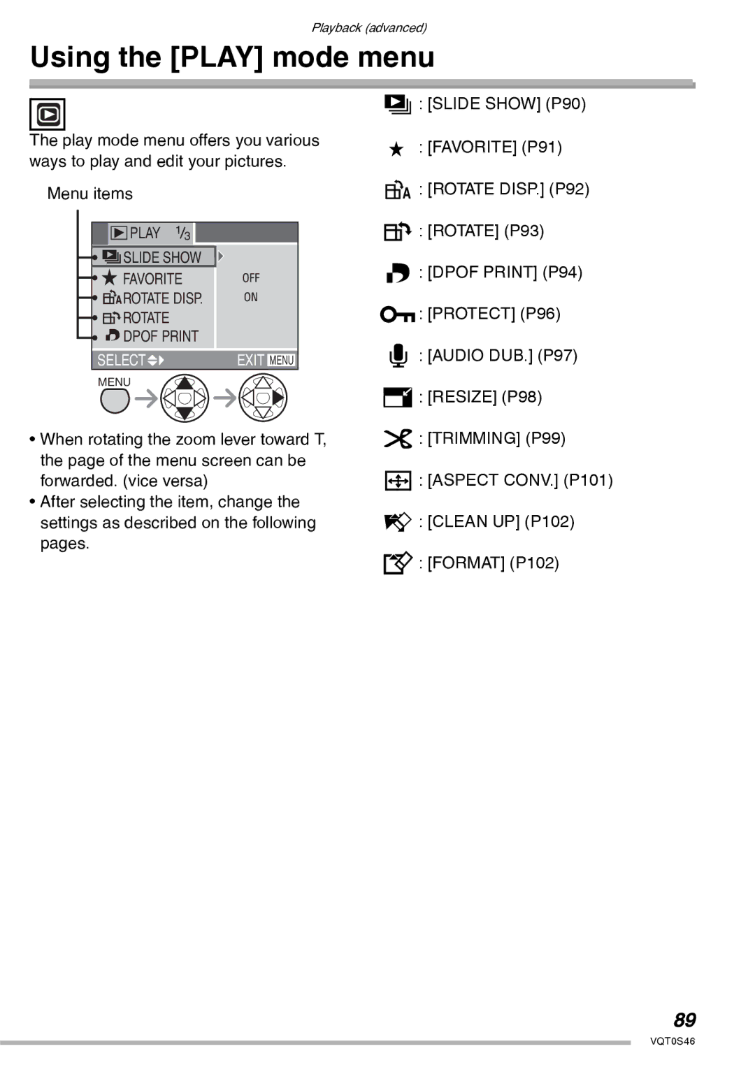 Panasonic DMC-LX1GN operating instructions Using the Play mode menu 