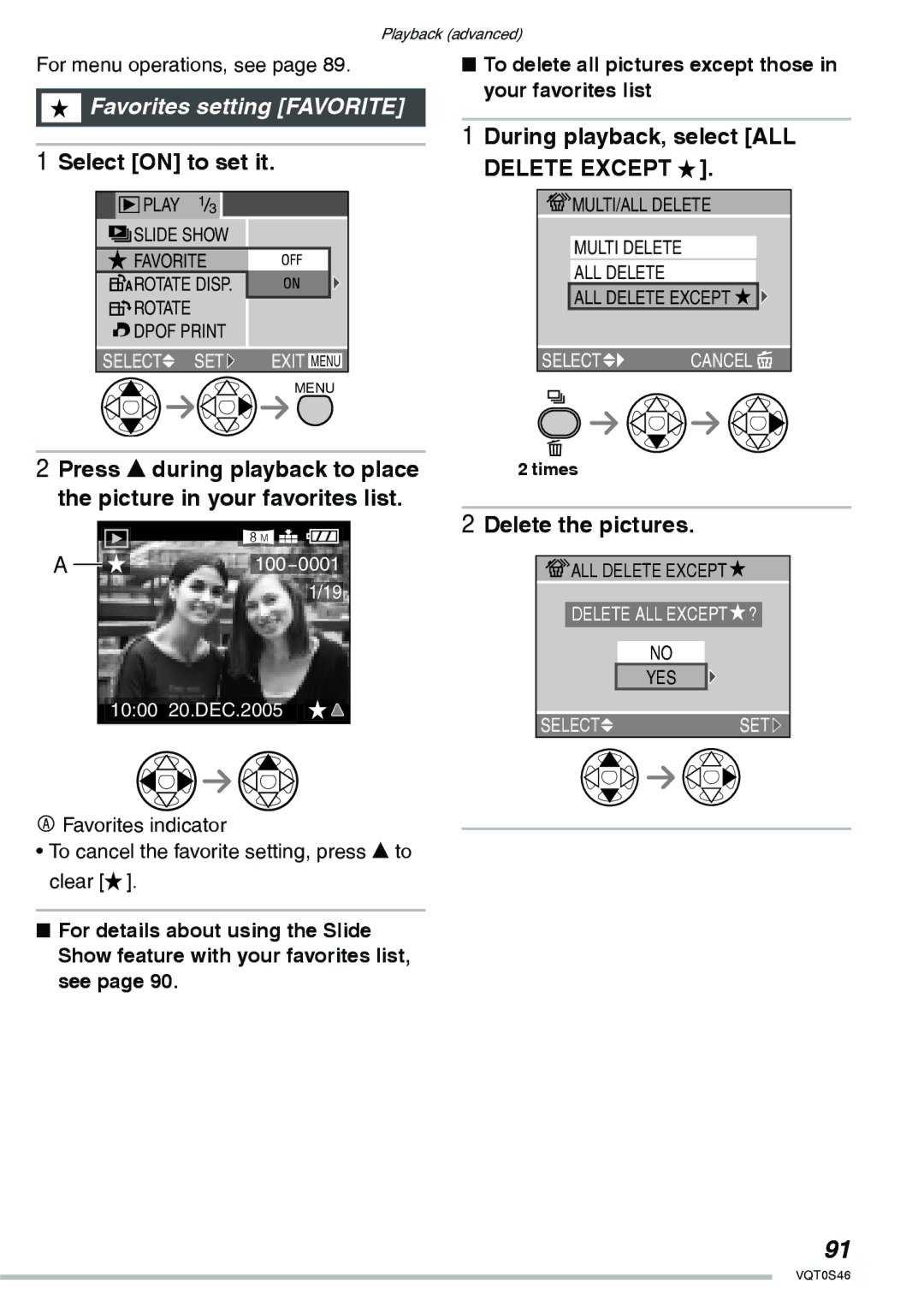 Panasonic DMC-LX1GN operating instructions Favorites setting Favorite, Select on to set it, During playback, select ALL 