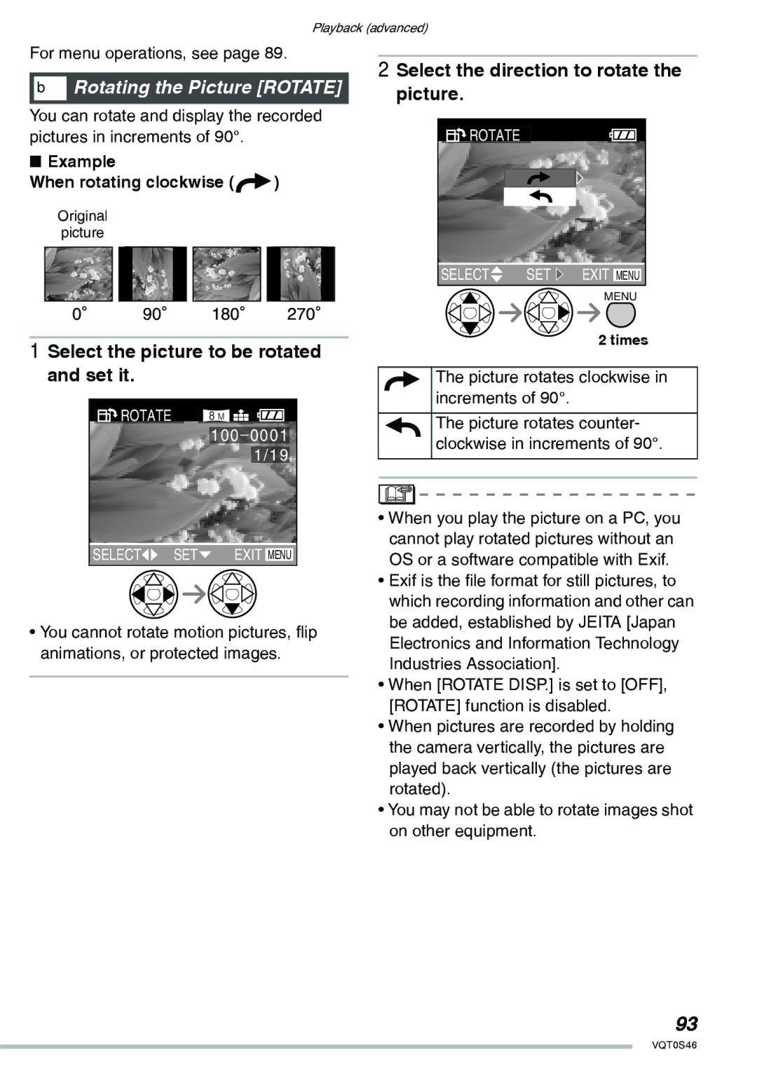 Panasonic DMC-LX1GN operating instructions Rotating the Picture Rotate, Select the picture to be rotated and set it 