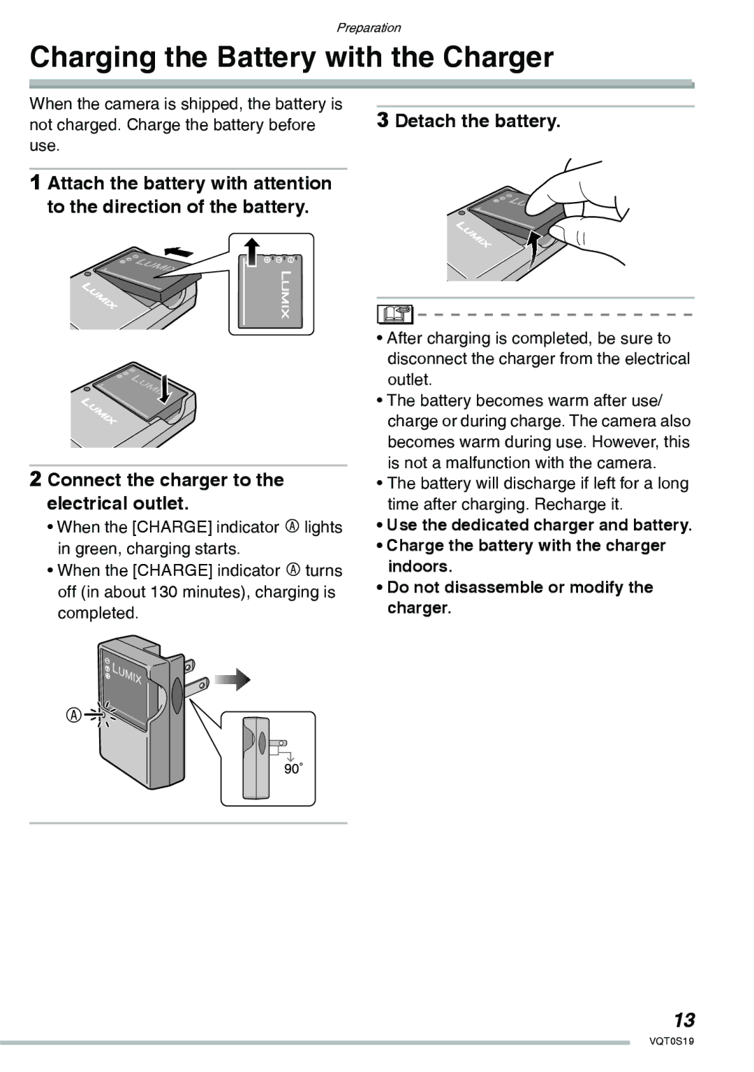 Panasonic DMC-LX1PP operating instructions Charging the Battery with the Charger 