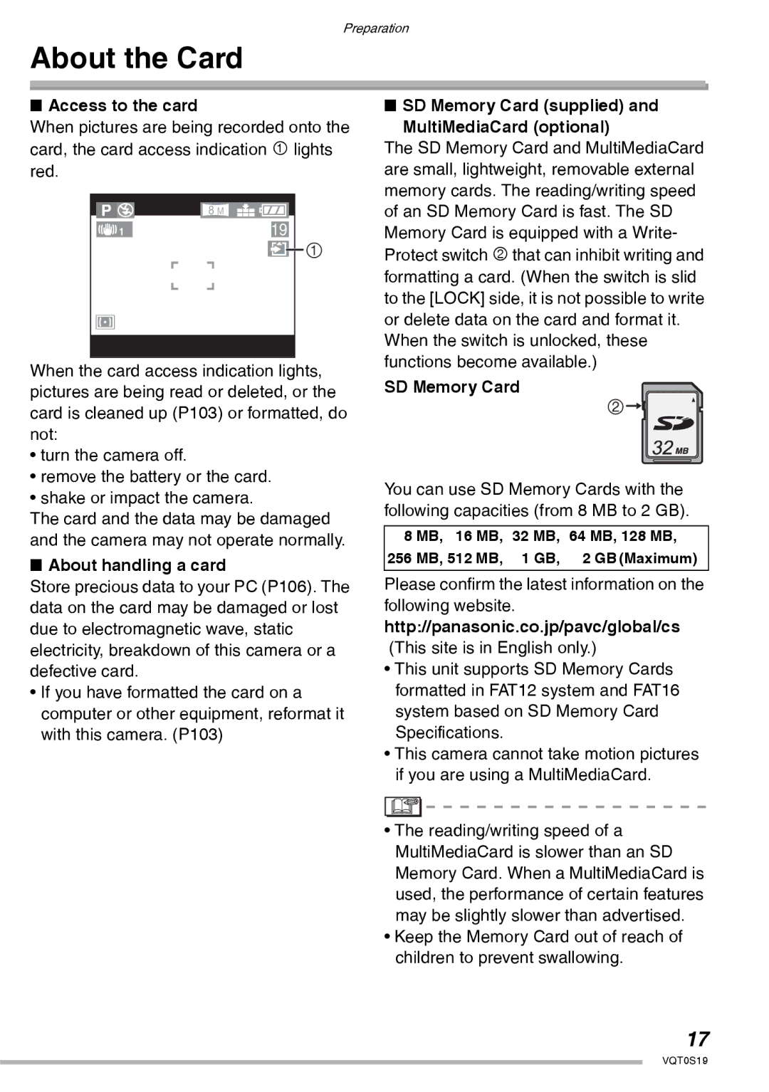 Panasonic DMC-LX1PP operating instructions About the Card, Access to the card, About handling a card, SD Memory Card 