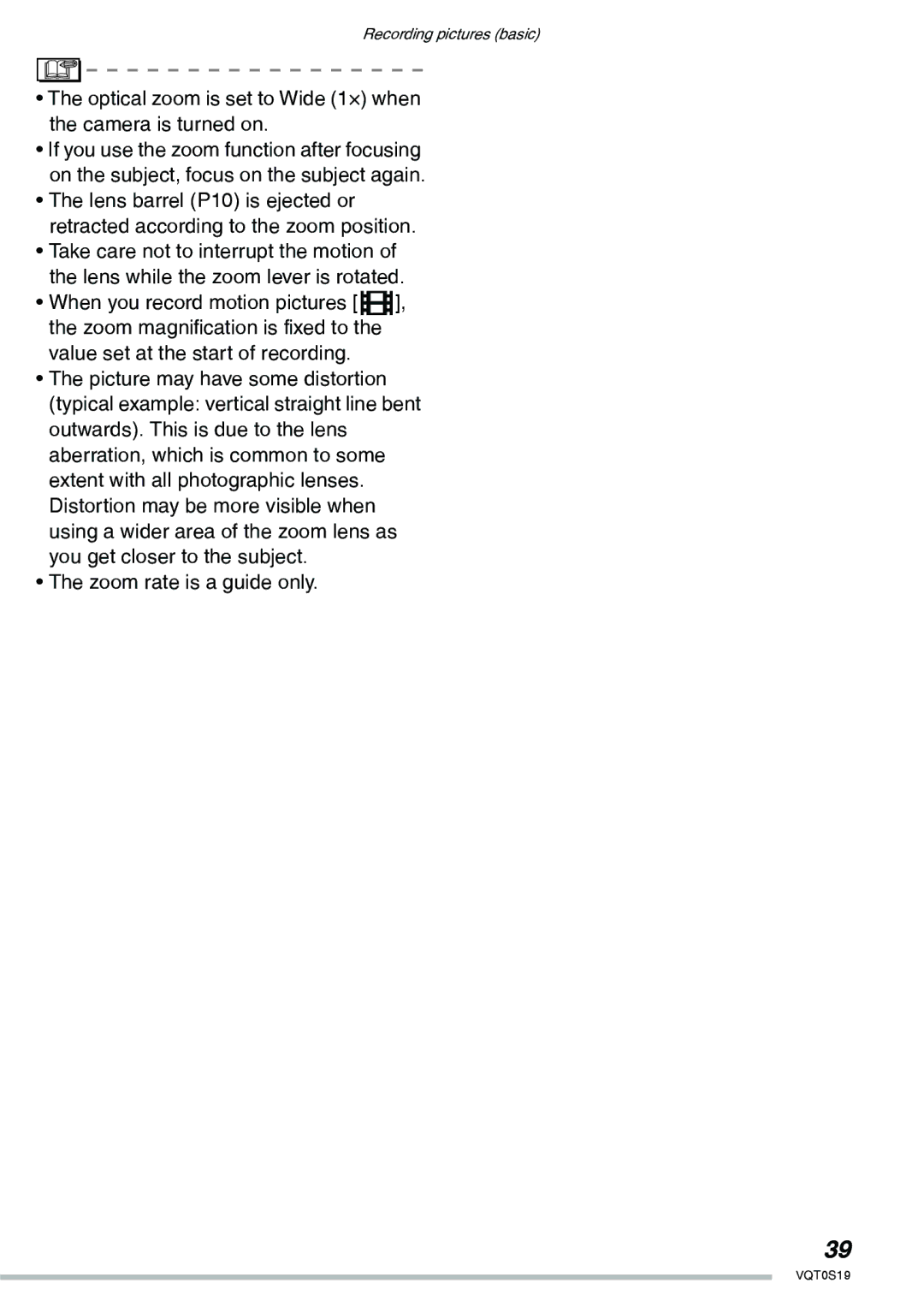 Panasonic DMC-LX1PP operating instructions Optical zoom is set to Wide 1× when the camera is turned on 