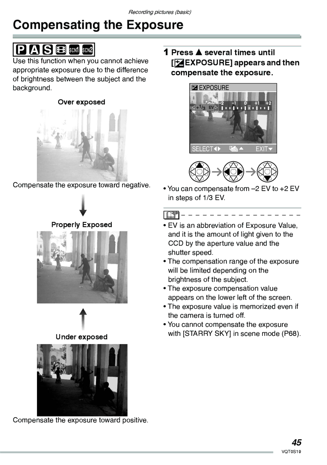 Panasonic DMC-LX1PP operating instructions Compensating the Exposure, Over exposed, Compensate the exposure toward negative 