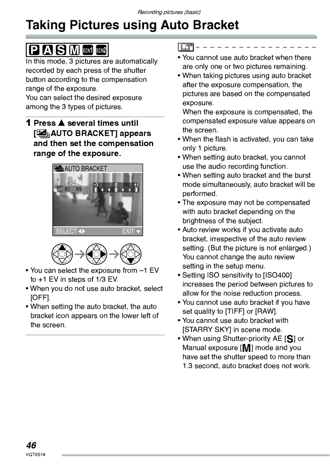 Panasonic DMC-LX1PP operating instructions Taking Pictures using Auto Bracket 