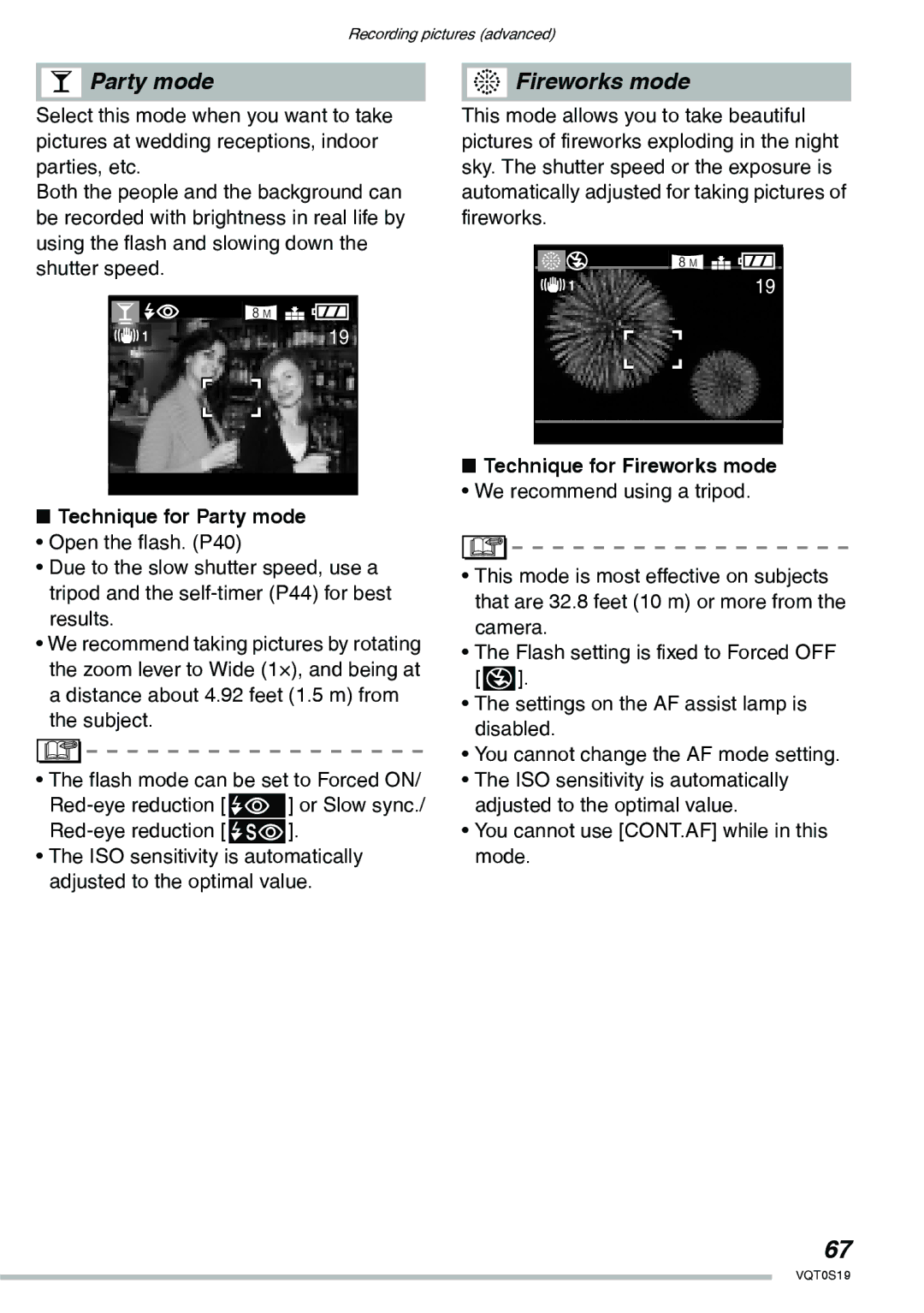 Panasonic DMC-LX1PP operating instructions Technique for Party mode, Technique for Fireworks mode 