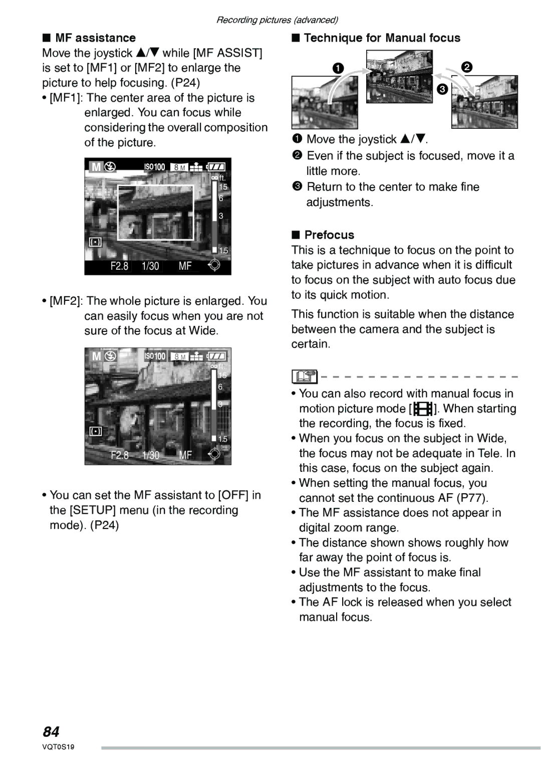 Panasonic DMC-LX1PP operating instructions MF assistance, Technique for Manual focus, Prefocus 