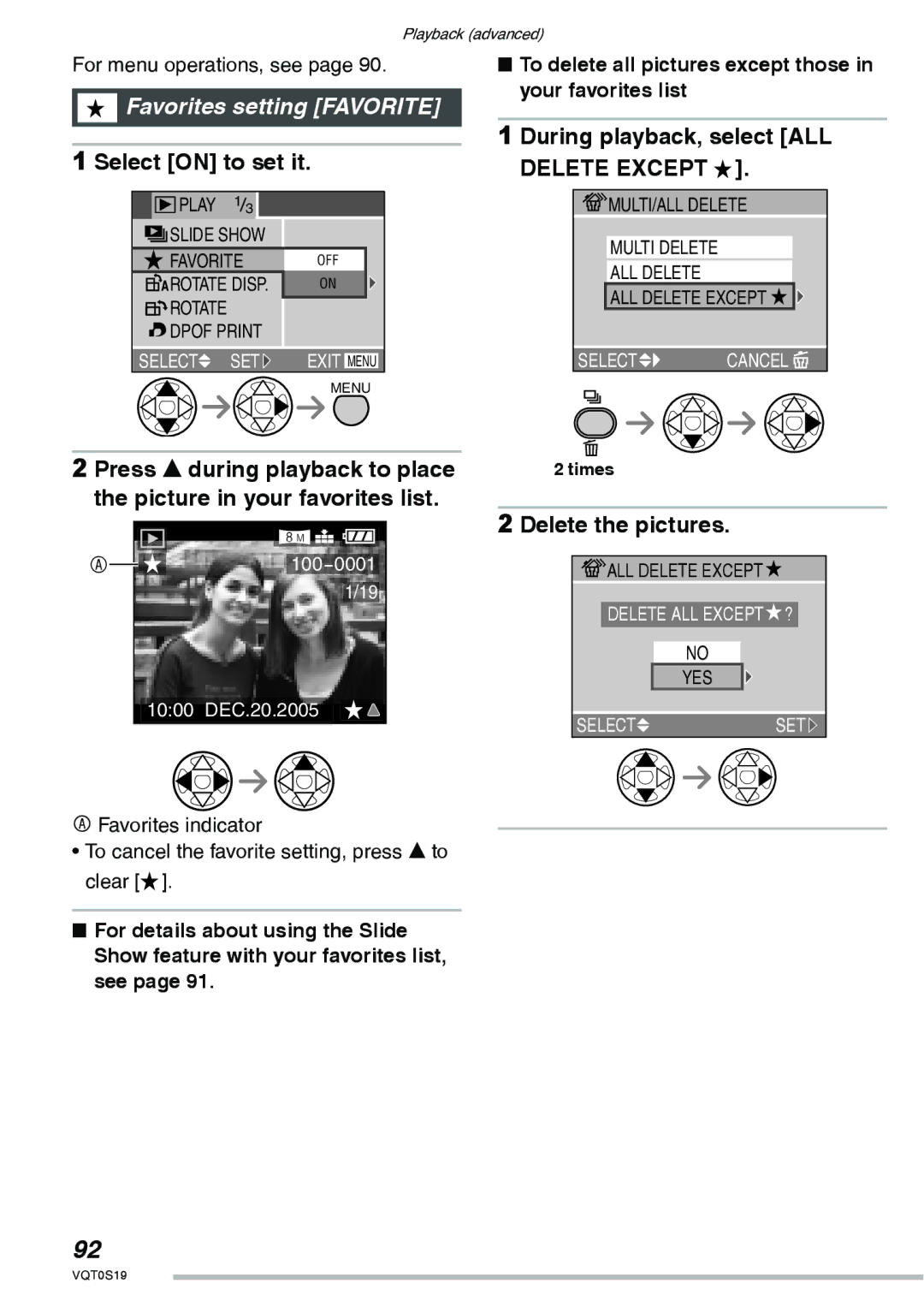 Panasonic DMC-LX1PP operating instructions Favorites setting Favorite, Select on to set it, During playback, select ALL 