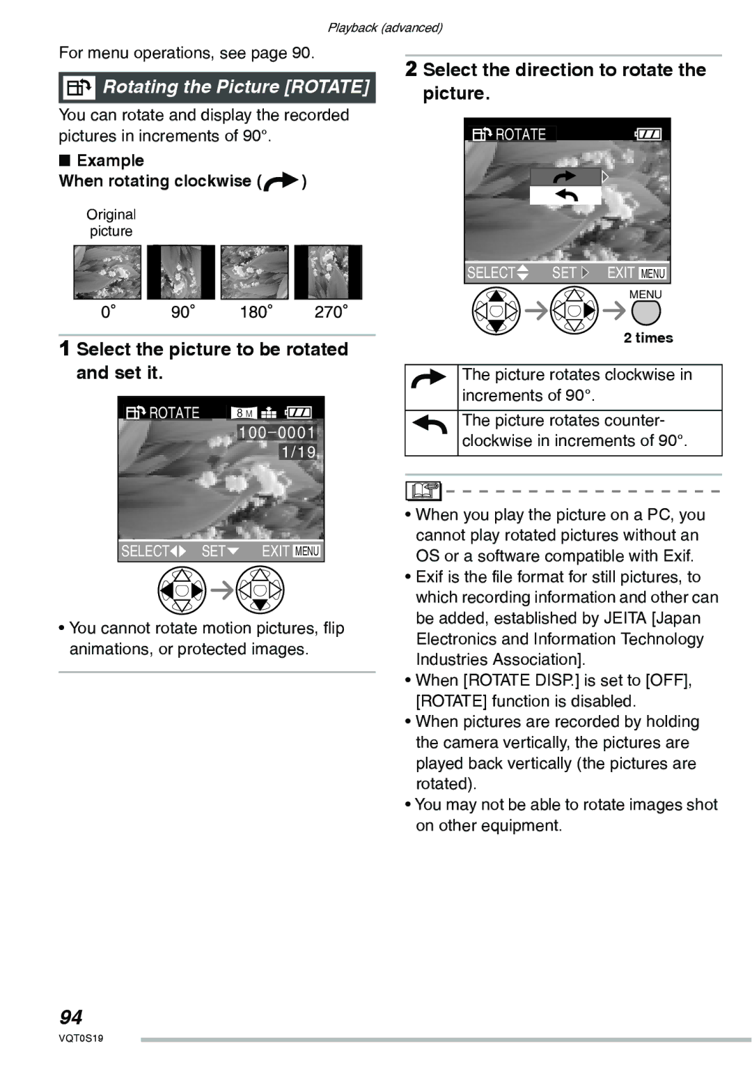 Panasonic DMC-LX1PP operating instructions Rotating the Picture Rotate, Select the picture to be rotated and set it 