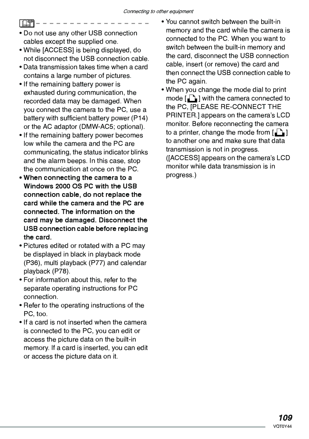 Panasonic DMC-LX2 operating instructions 109 