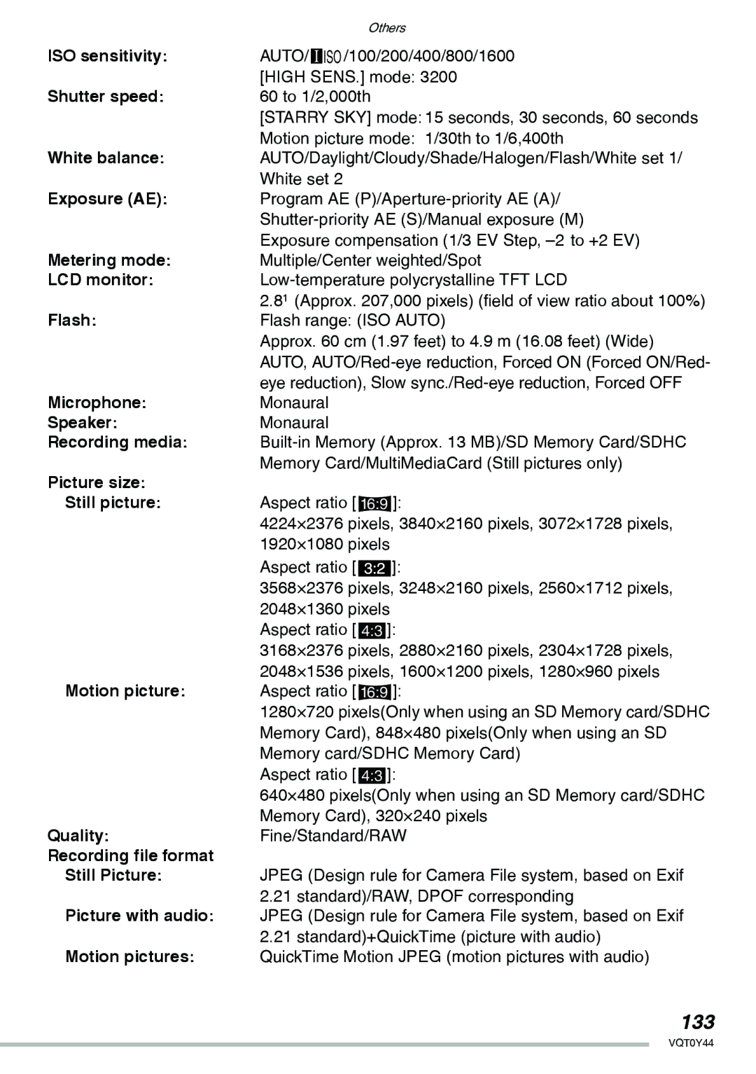 Panasonic DMC-LX2 operating instructions 133 